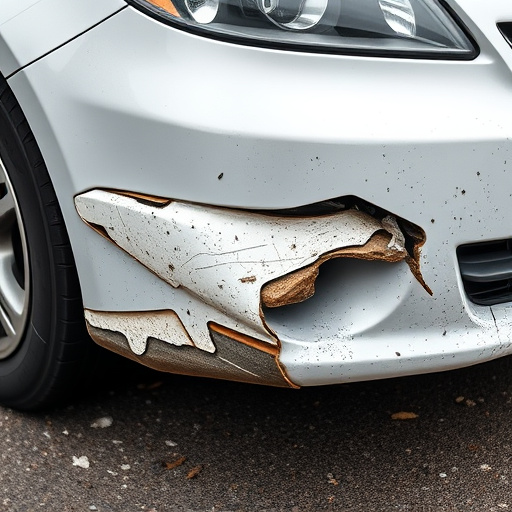damaged car bumper
