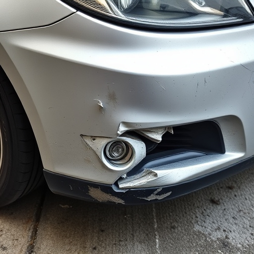 damaged car bumper