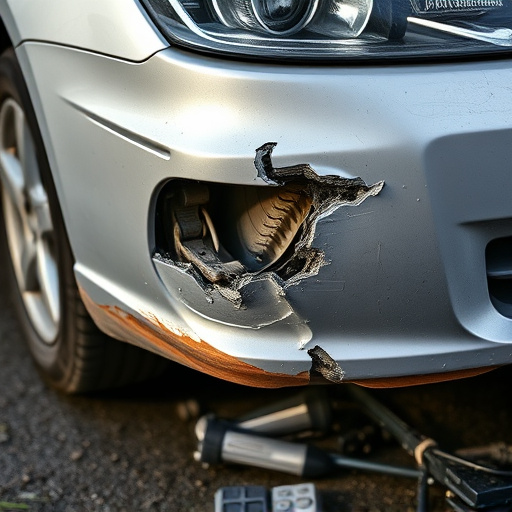 damaged car bumper