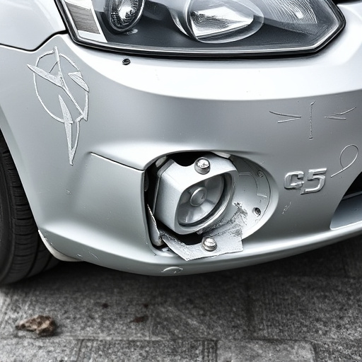 damaged car bumper