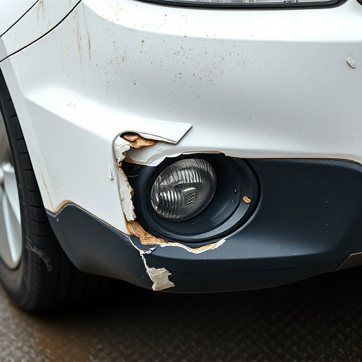 damaged car bumper