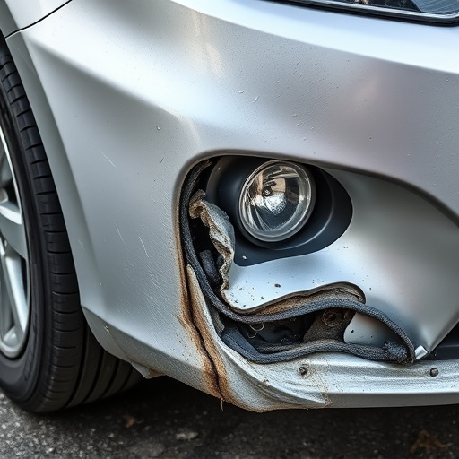 damaged car bumper