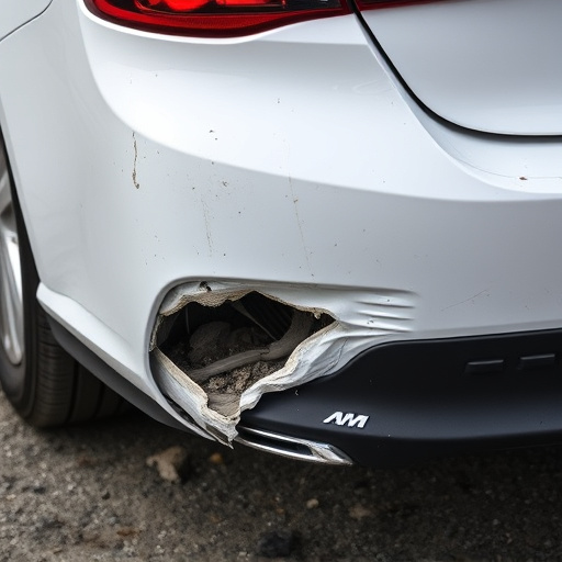 damaged car bumper