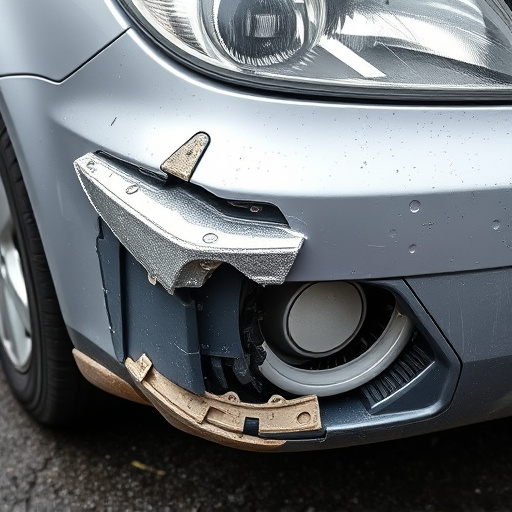 damaged car bumper
