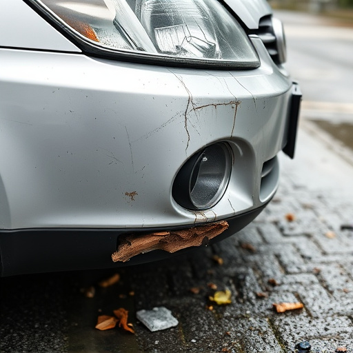 damaged car bumper