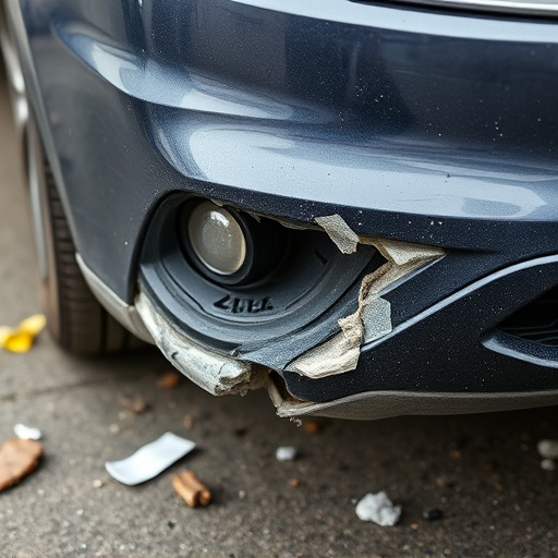 damaged car bumper