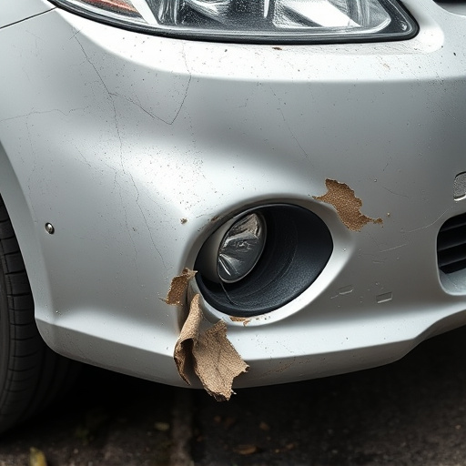 damaged car bumper