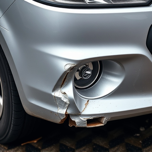 damaged car bumper