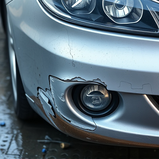 damaged car bumper