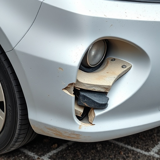 damaged car bumper