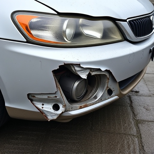 damaged car bumper