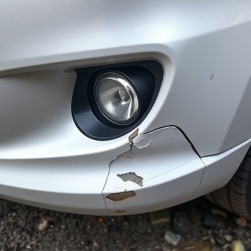 damaged car bumper