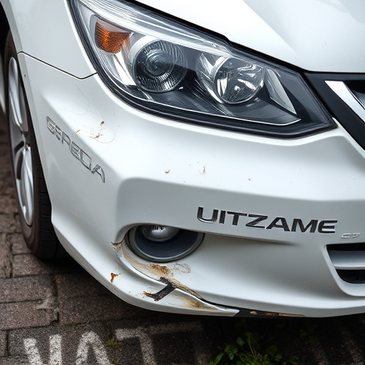 damaged car bumper