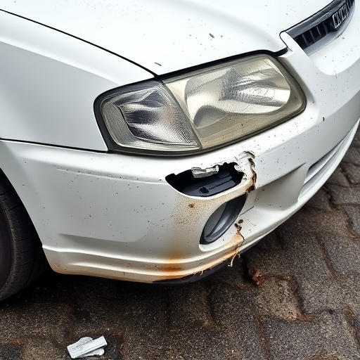 damaged car bumper
