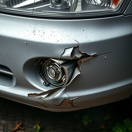 damaged car bumper