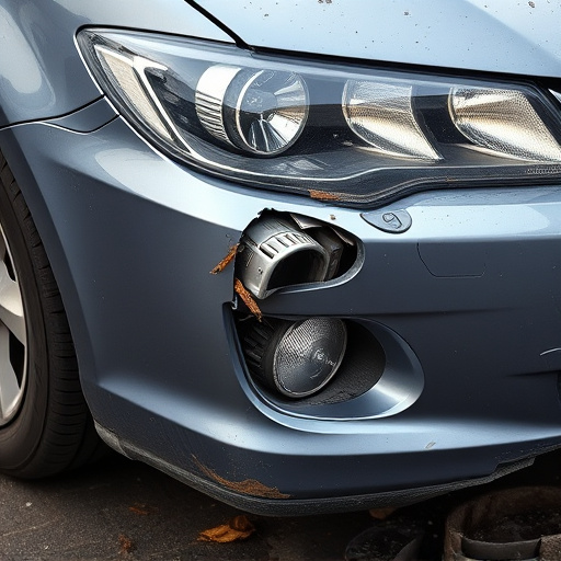 damaged car bumper