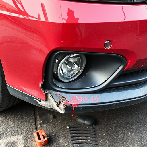 damaged car bumper