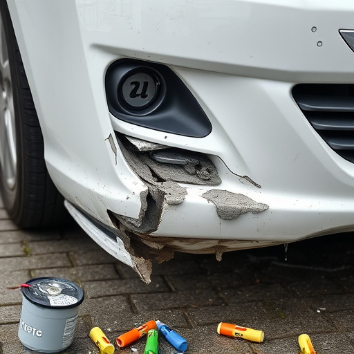 damaged car bumper