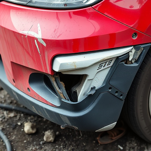 damaged car bumper
