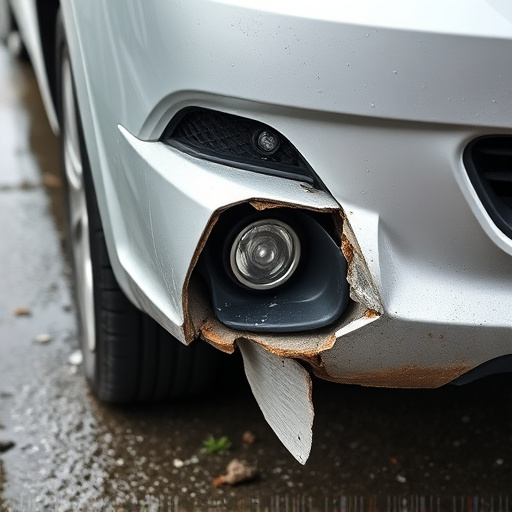 damaged car bumper
