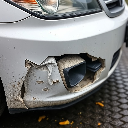 damaged car bumper