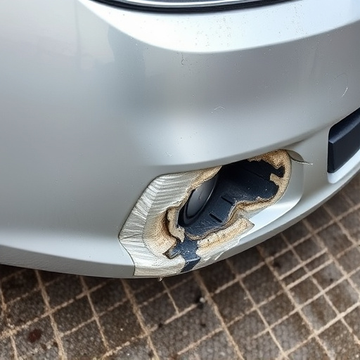 damaged car bumper