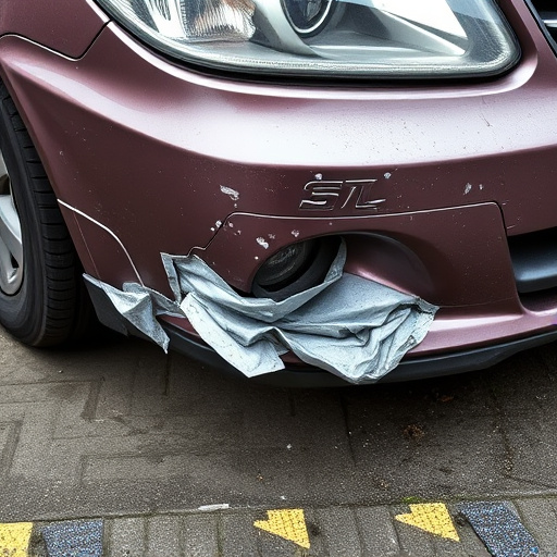 damaged car bumper