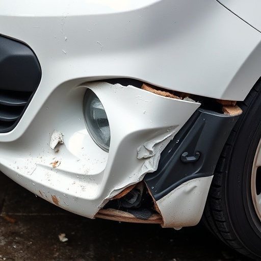damaged car bumper