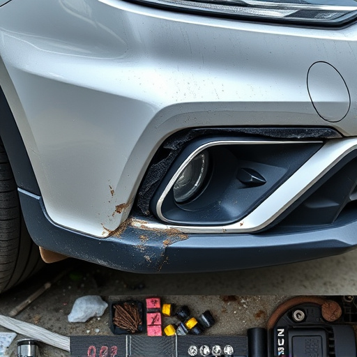 damaged car bumper