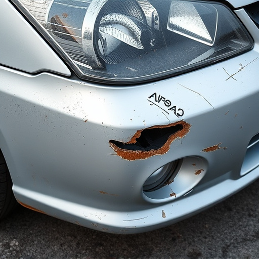 damaged car bumper