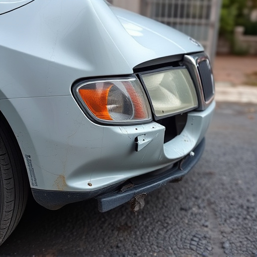 damaged car bumper