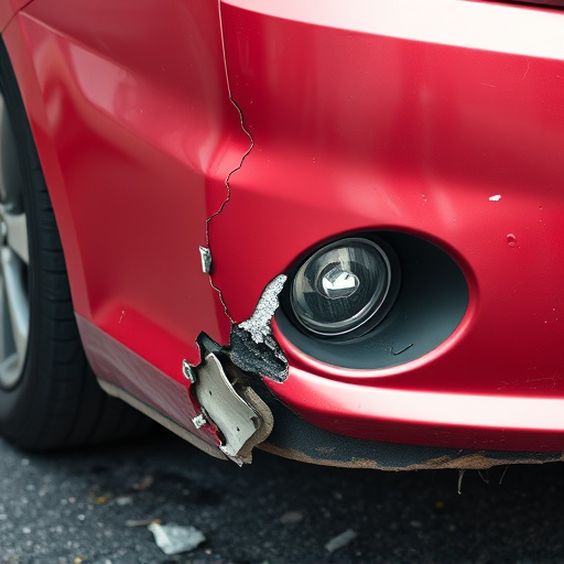 damaged car bumper