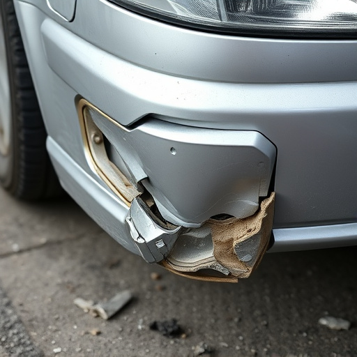 damaged car bumper