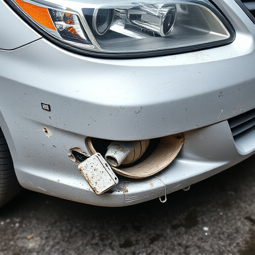 damaged car bumper