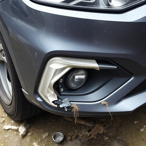 damaged car bumper