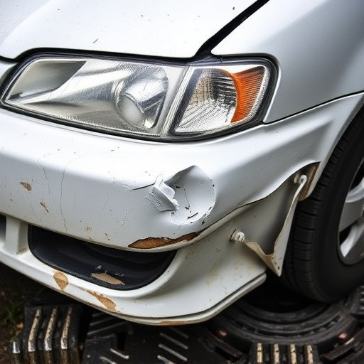 damaged car bumper