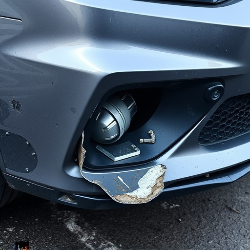 damaged car bumper