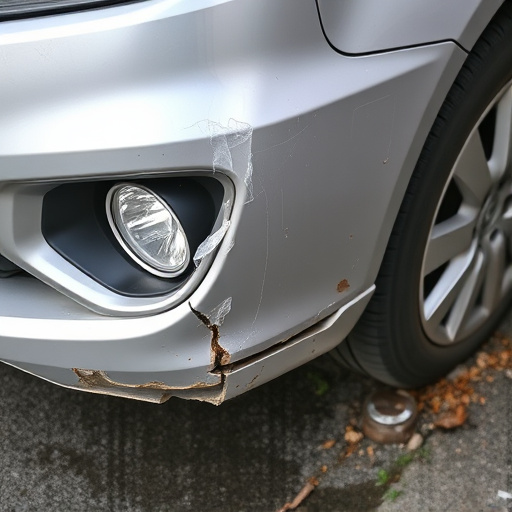 damaged car bumper