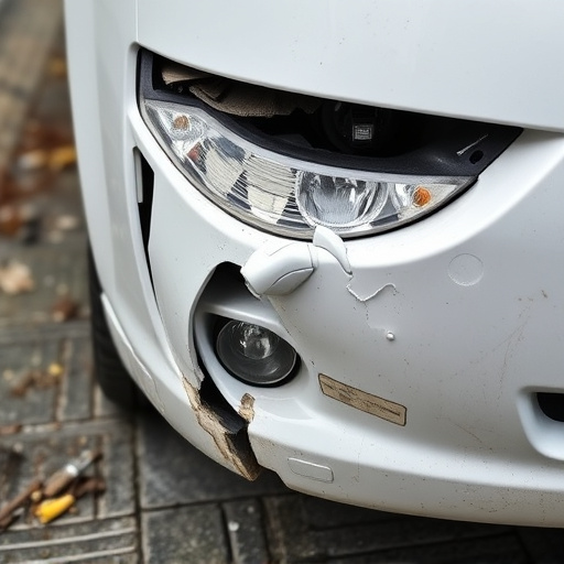 damaged car bumper