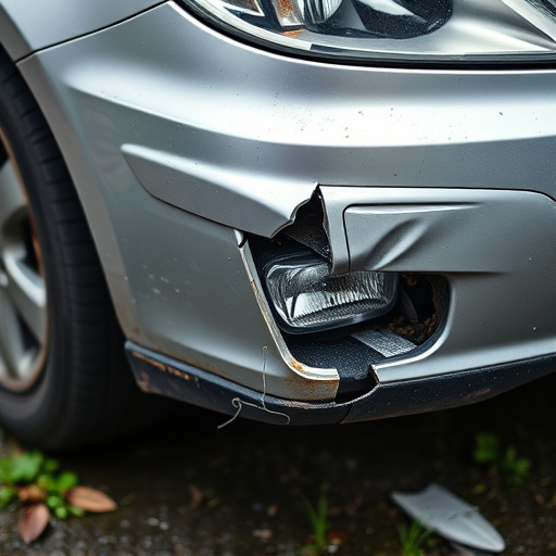 damaged car bumper
