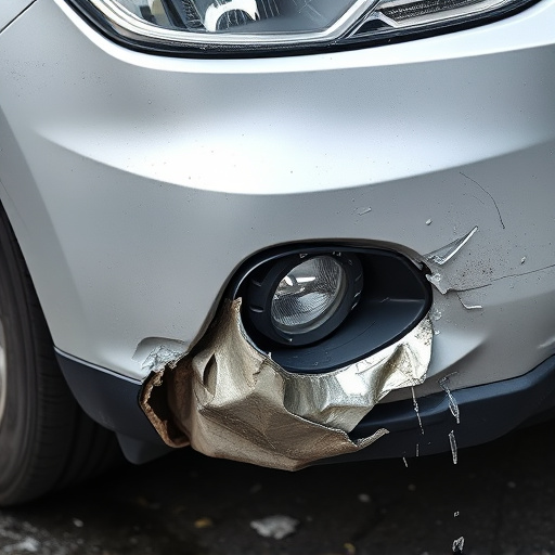 damaged car bumper