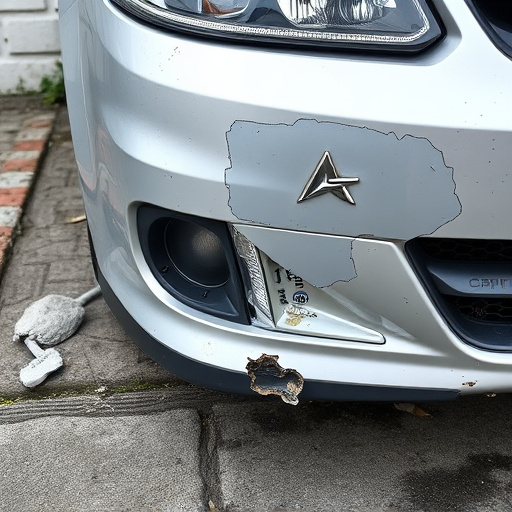 damaged car bumper
