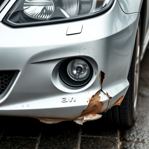 damaged car bumper