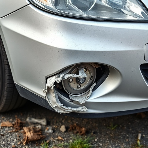 damaged car bumper