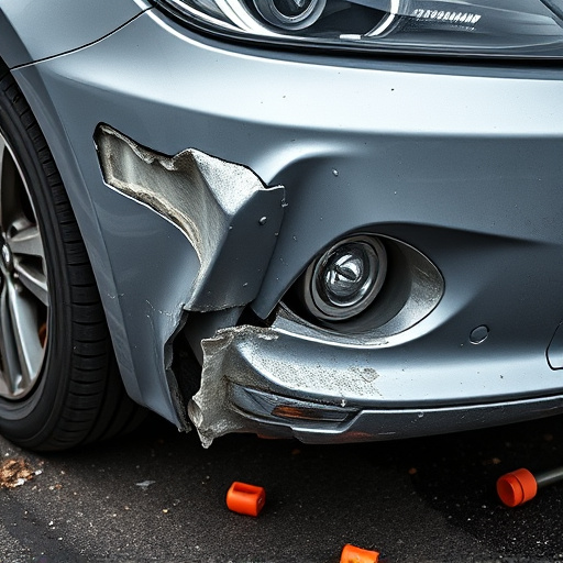 damaged car bumper