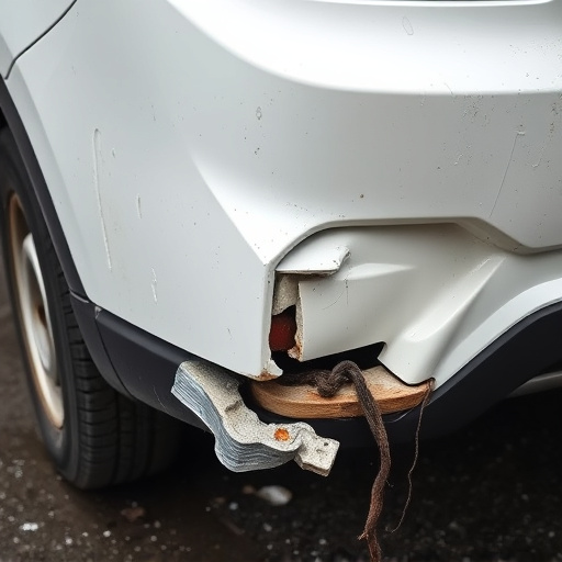 damaged car bumper