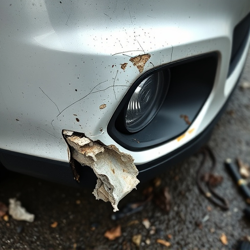 damaged car bumper