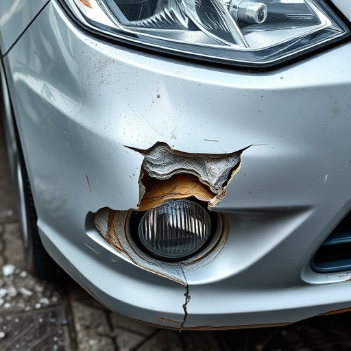 damaged car bumper