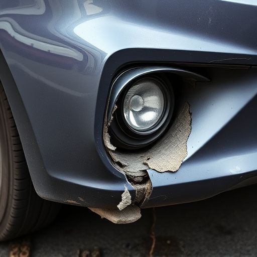 damaged car bumper