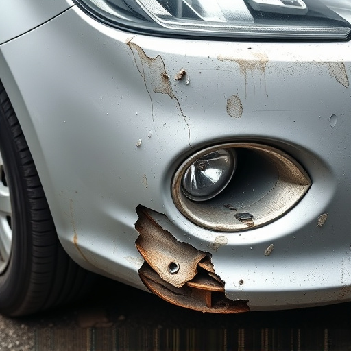 damaged car bumper
